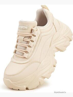 Chunky Platform Sneakers Women Fashion Casual Dad Shoes White Walking Wedge